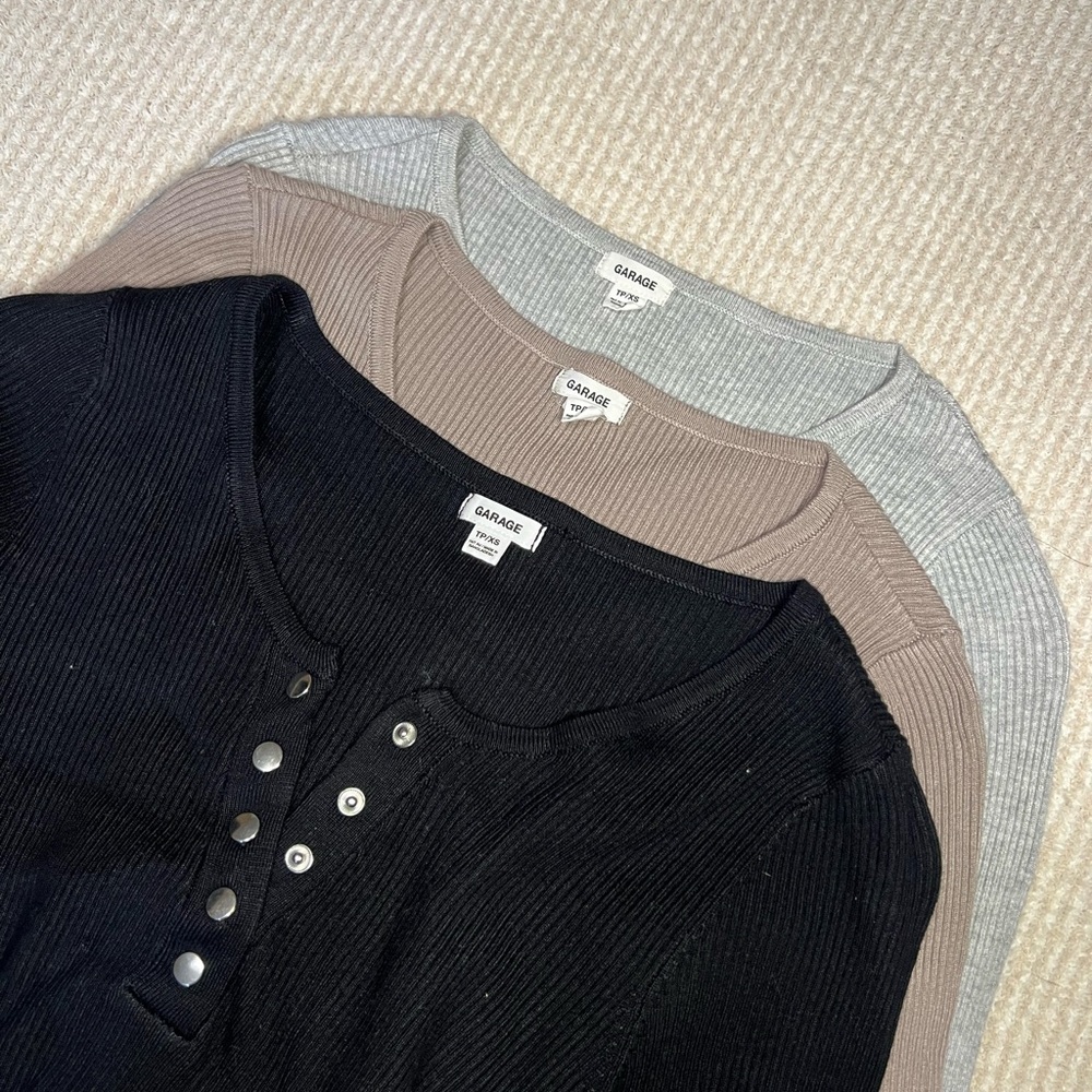 Garage button crop long sleeve
